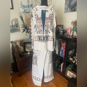 White Elvis Jumpsuit Pajamas Double-sided Costume